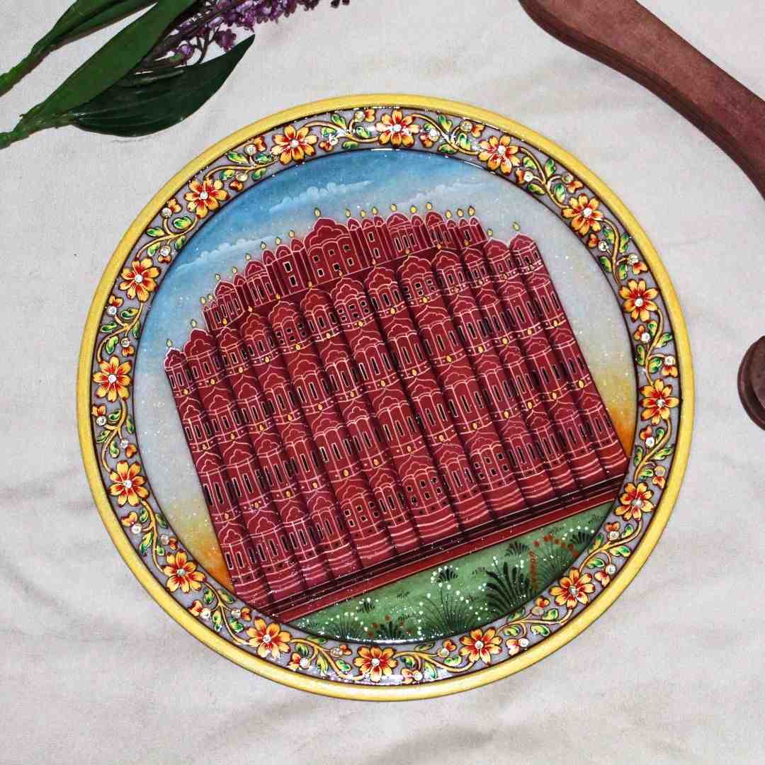 Marble Hawa Mahal Plate – Handcrafted Decorative Showpiece   12 Inch